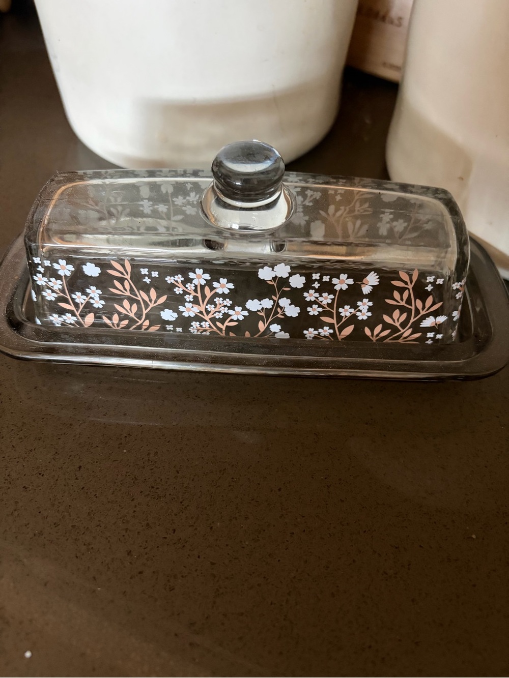 Vintage floral butter container